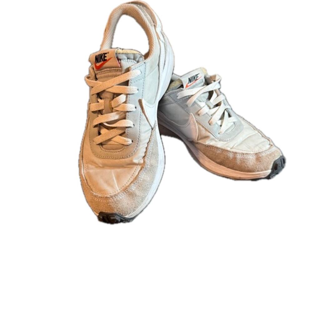 7.5 Nike Waffle Trainer Gray White Orange Swoosh Mens 2023 DH9522 Sneakers